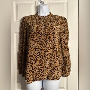 A.P.C. Womens Diana Blouse - Leopard Print, Size 2-4 French 36 100% Silk